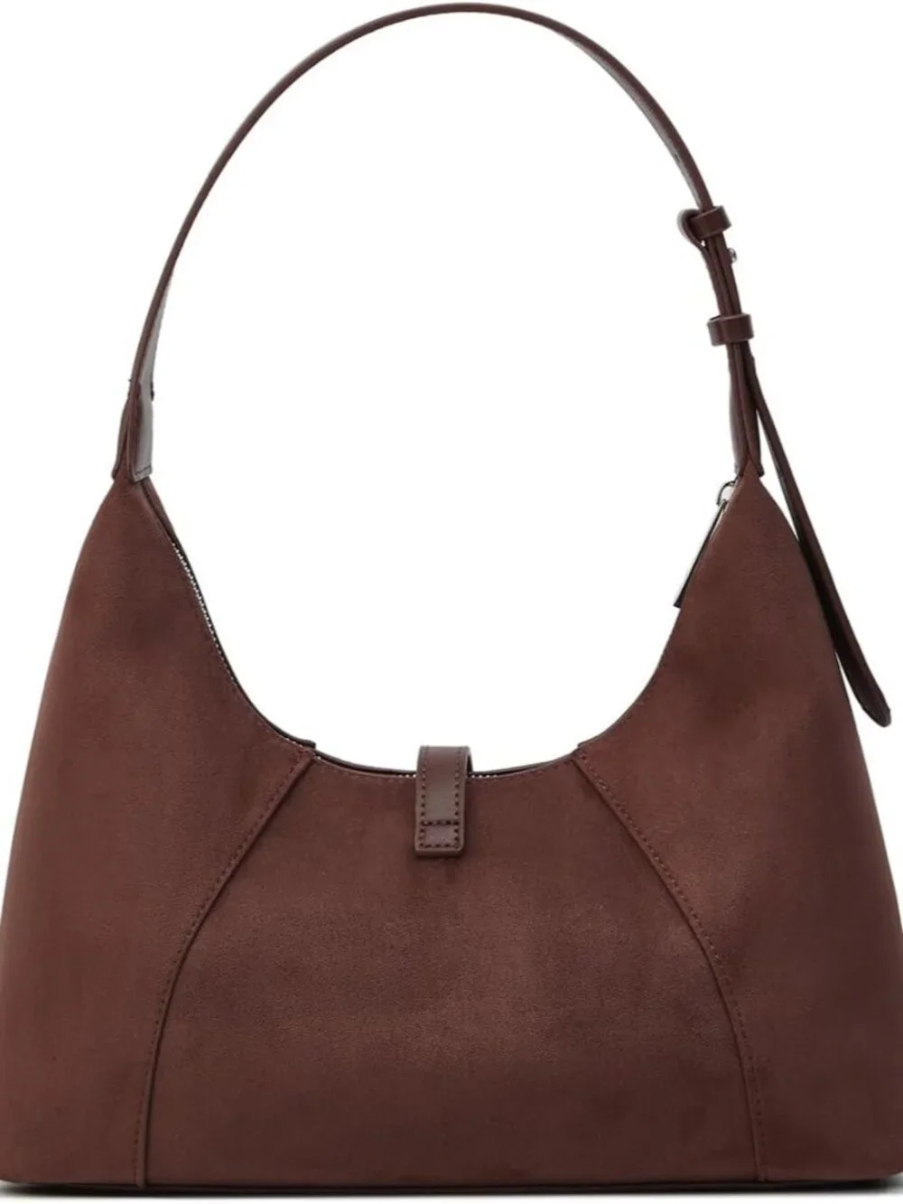 Structured Brown Hobo Shoulder Bag with Curved Silhouette